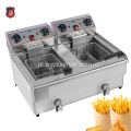 EH102V Equipamento de cozinha comercial Double Casket Double 10+10l Máquina de fritura de frades de profundidade elétrica